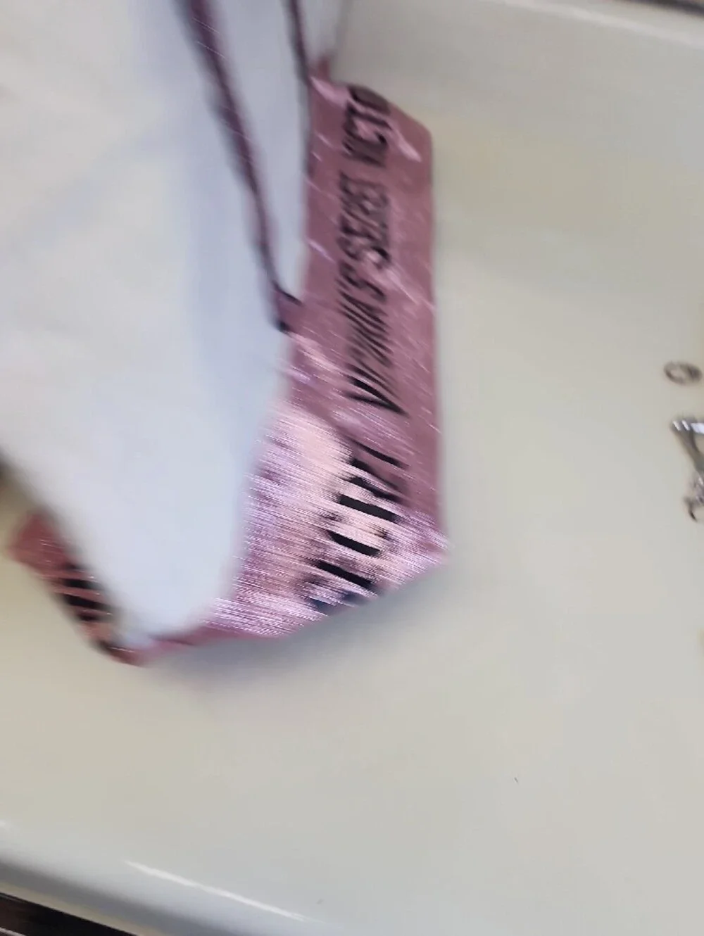 Victoria's Secret White Tote with Pink Glitter Trim